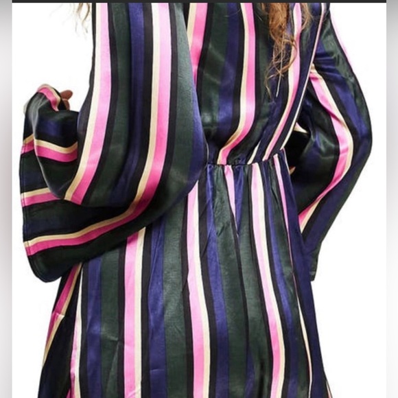 Top shop STRIPE PRINT MINI DRESS WITH TIE FRONT Size 8 (Medium) NWT - Picture 3 of 15